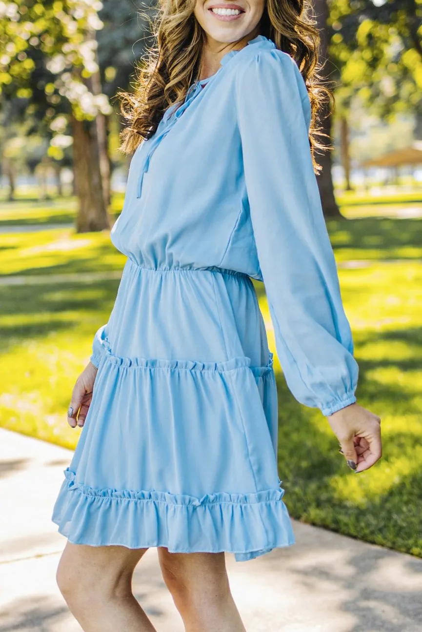 Solid Long Sleeve Mini Dress