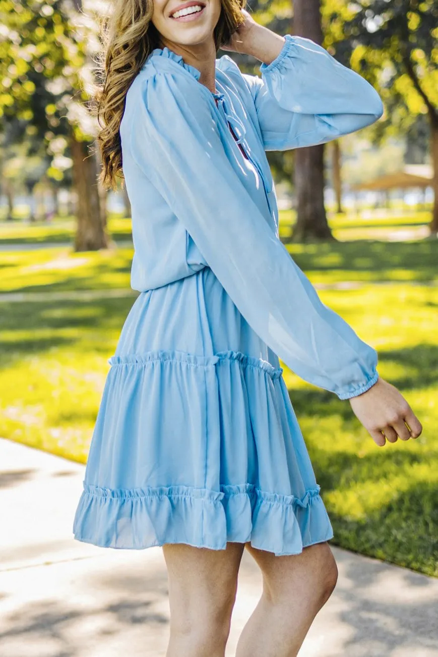 Solid Long Sleeve Mini Dress