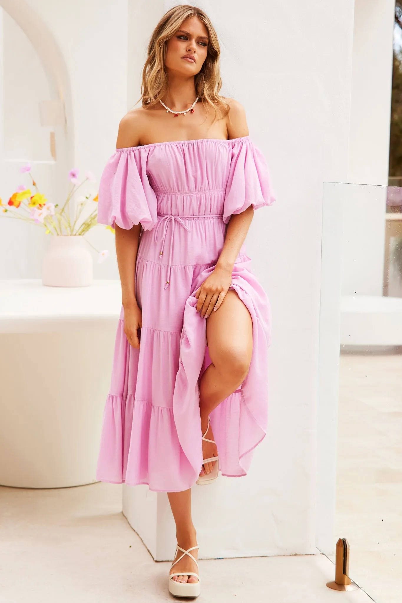 Spanish Steps Midi Dress - Pink