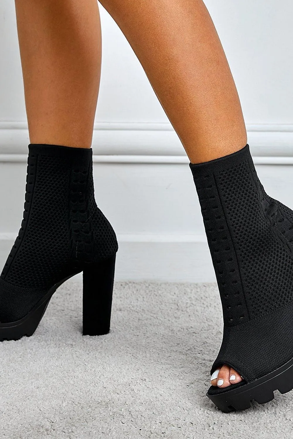 Thick Heel Fish Mouth Short Boots