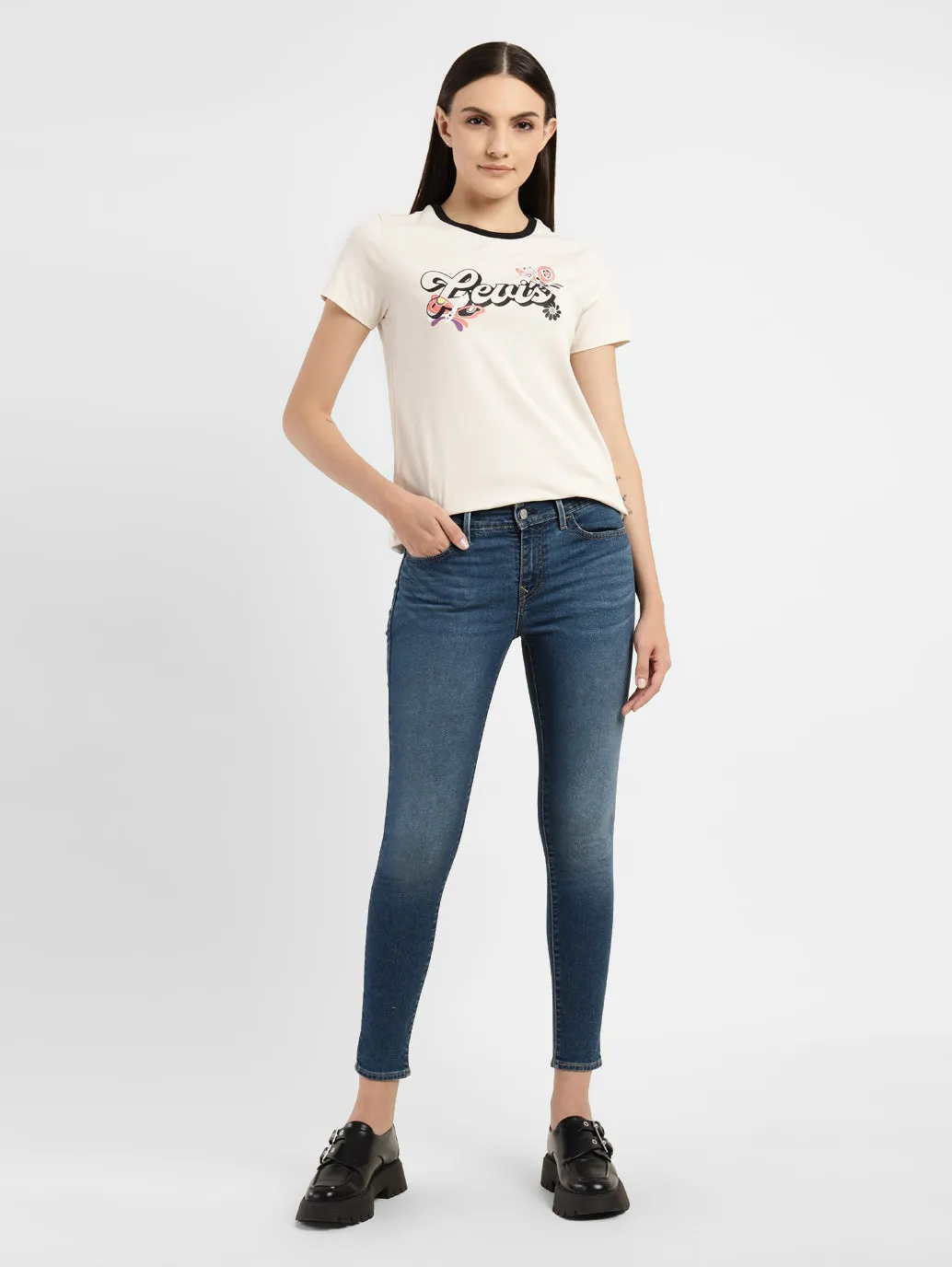 Women's 710 Blue Skinny Fit Mid Rise Jeans