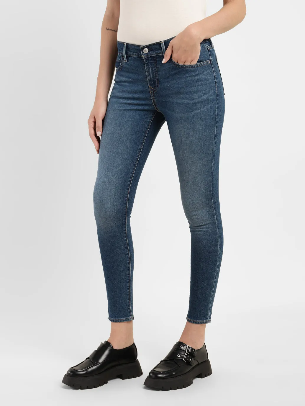 Women's 710 Blue Skinny Fit Mid Rise Jeans