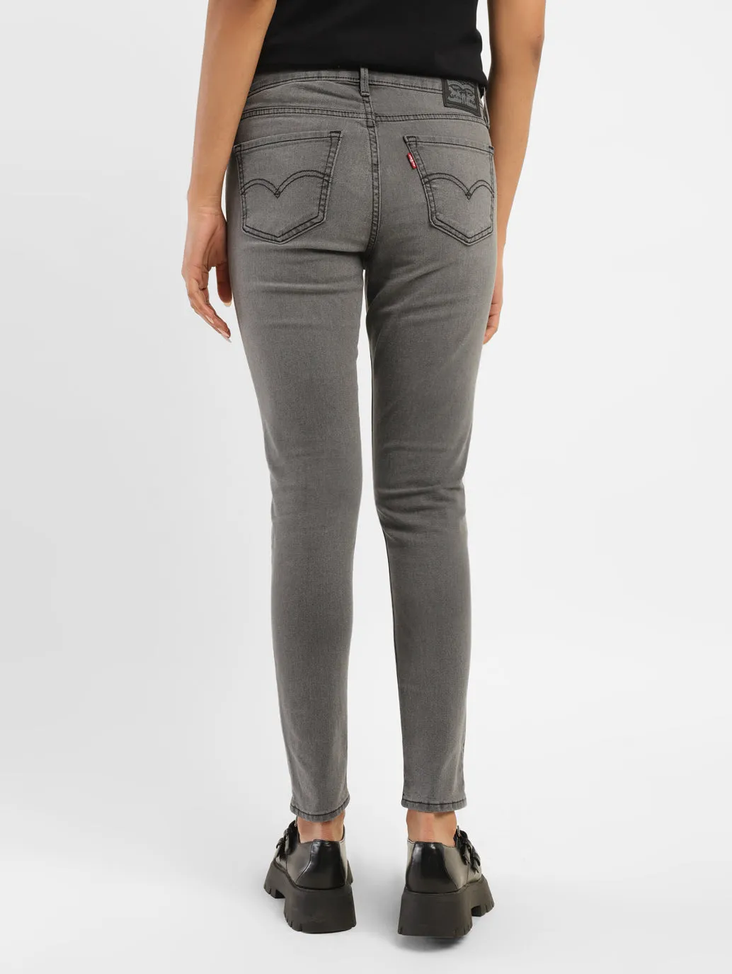 Women's 710 Dark Grey Super Skinny Fit Mid Rise Jeans