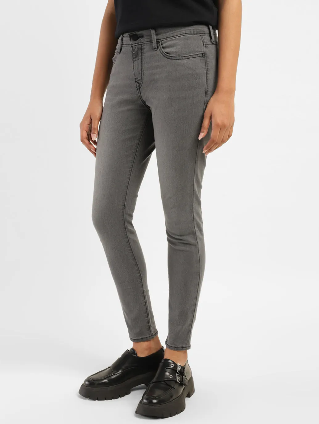 Women's 710 Dark Grey Super Skinny Fit Mid Rise Jeans