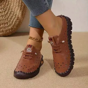 Women's Handmade Stitched Hollow-Out Flat Sandals 59367564C